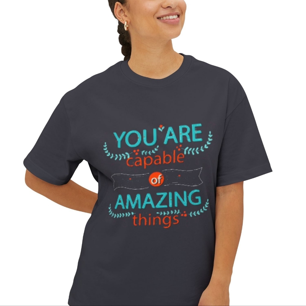 Inspirational Unisex Oversized Boxy Tee - 'You Are Capable of Amazing Things'